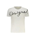 T-shirt bianca Desigual da donna in cotone. Design minimalista con logo lettering nero a contrasto, ideale per un look casual e contemporaneo.