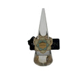 Anello Breil Stones con maglia elastica in acciaio flessibile color oro. La fascia elastica a maglie è sormontata da un castone  colorato a motivo floreale. Include l'etichetta originale Breil Stones su sfondo bianco.